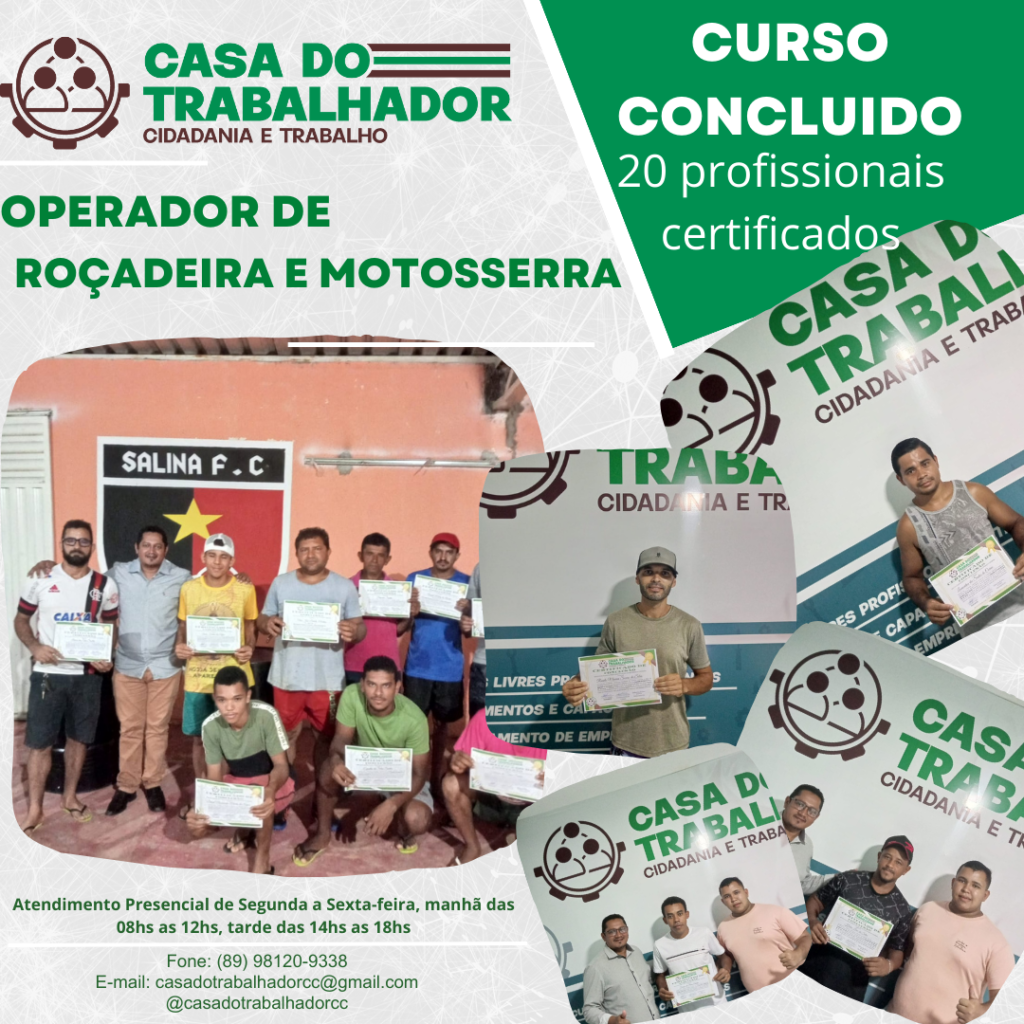 CONCLUSÃO CURSO OPERADOR DE ROÇADEIRA E MOTOSSERRA